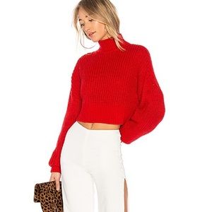 Lovers + Friends Union Red Cropped Sweater